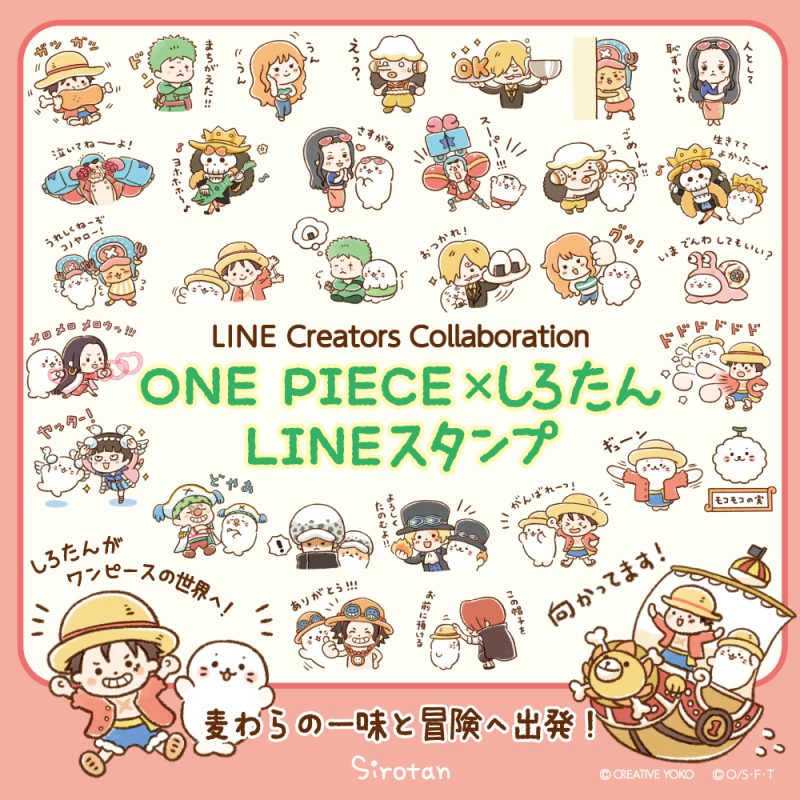 ｏｎｅ ｐｉｅｃｅ しろたん ｌｉｎｅスタンプ配信中 クリエイティブヨーコ